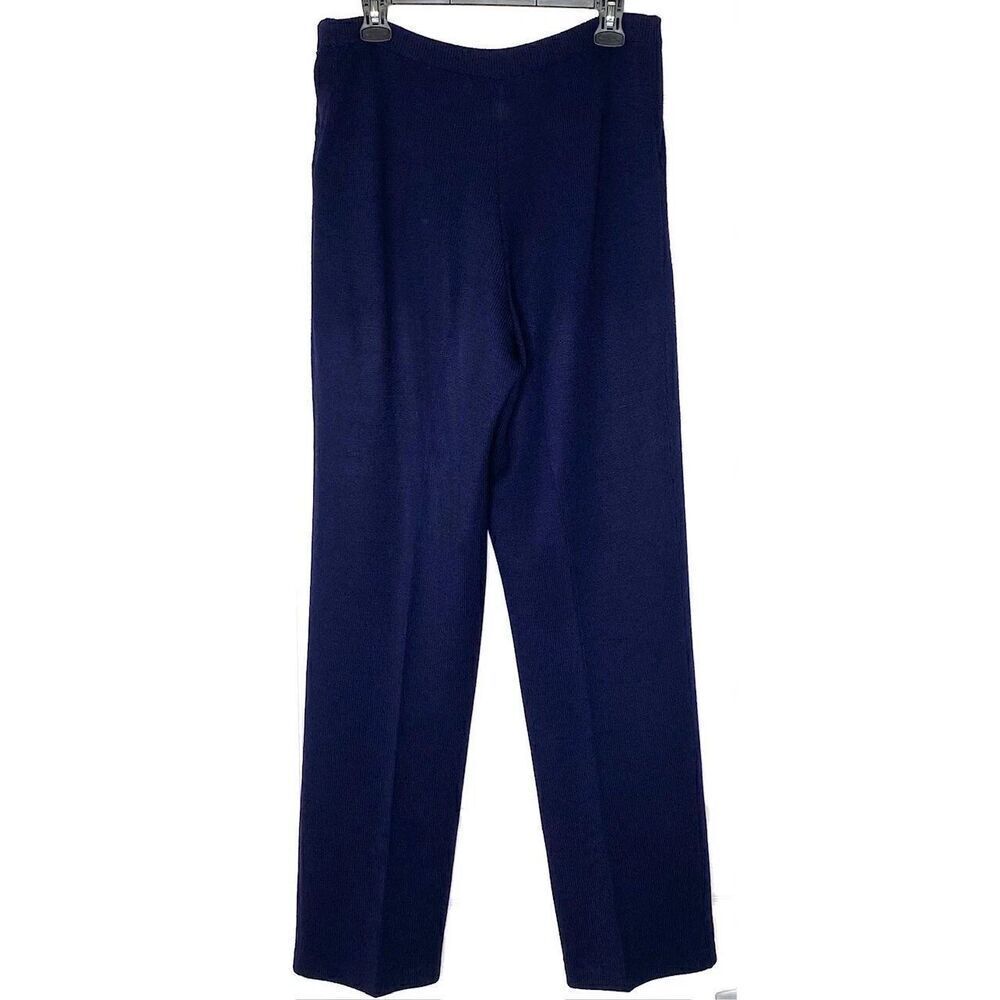 ST. JOHN Collection by Marie Gray Navy Blue Stretch Knit Pleated Pants Size 4